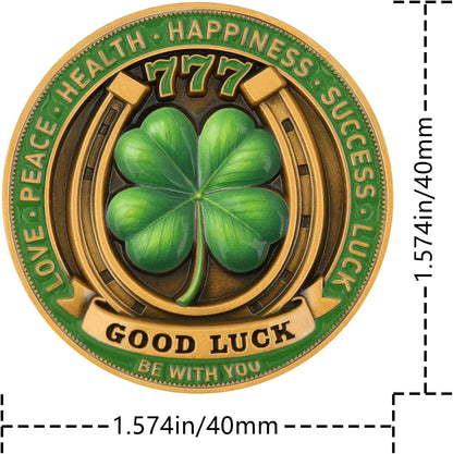 Lucky Elephant Coin with 4-Leaf Clover