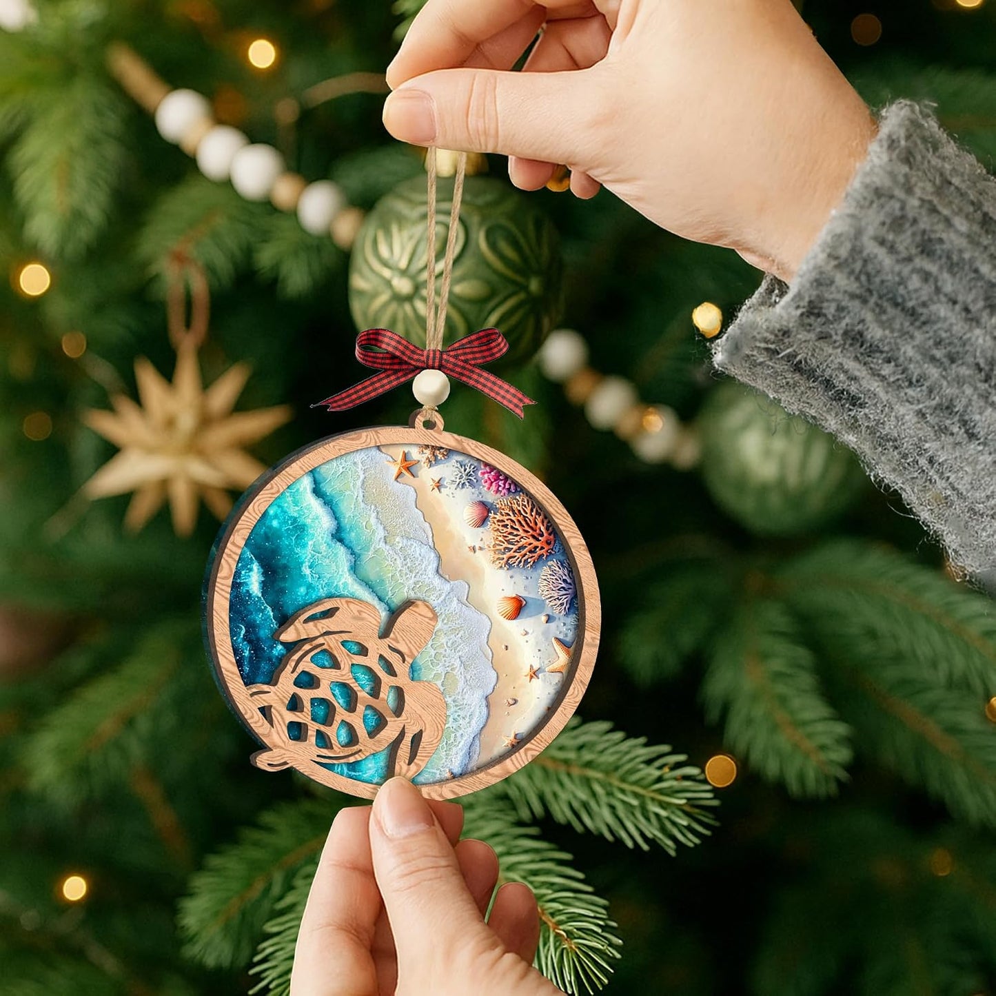 Sea Turtle Hanging Ornament – Coastal Ocean Decor & Meaningful Gift for Turtle Lovers