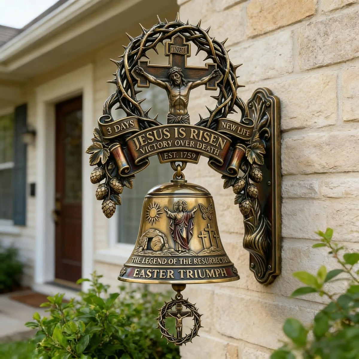 ✝️ Easter Jesus Cross Commemorative Wall Bell – A Sacred Keepsake of Faith