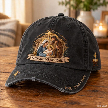 ✝️ ✝️Holy Family Faith Begins At Home Baseball Cap