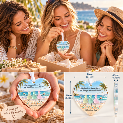 💕 Personalized Sea Glass Friendship Heart Ornament