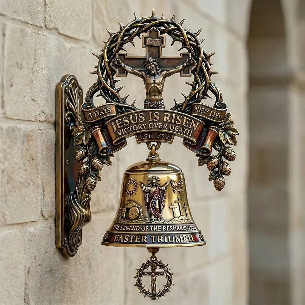 ✝️ Easter Jesus Cross Commemorative Wall Bell – A Sacred Keepsake of Faith