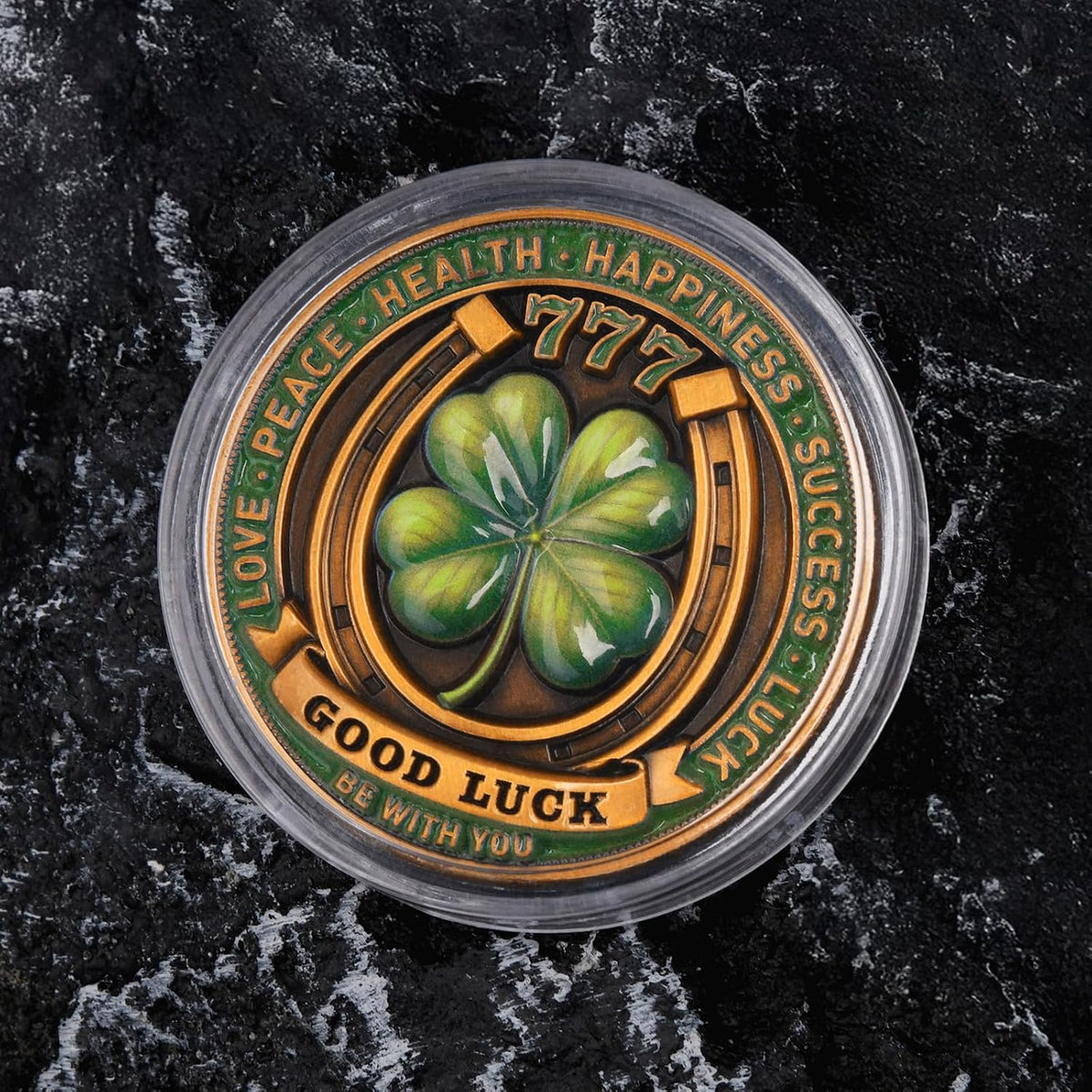Lucky Elephant Coin with 4-Leaf Clover