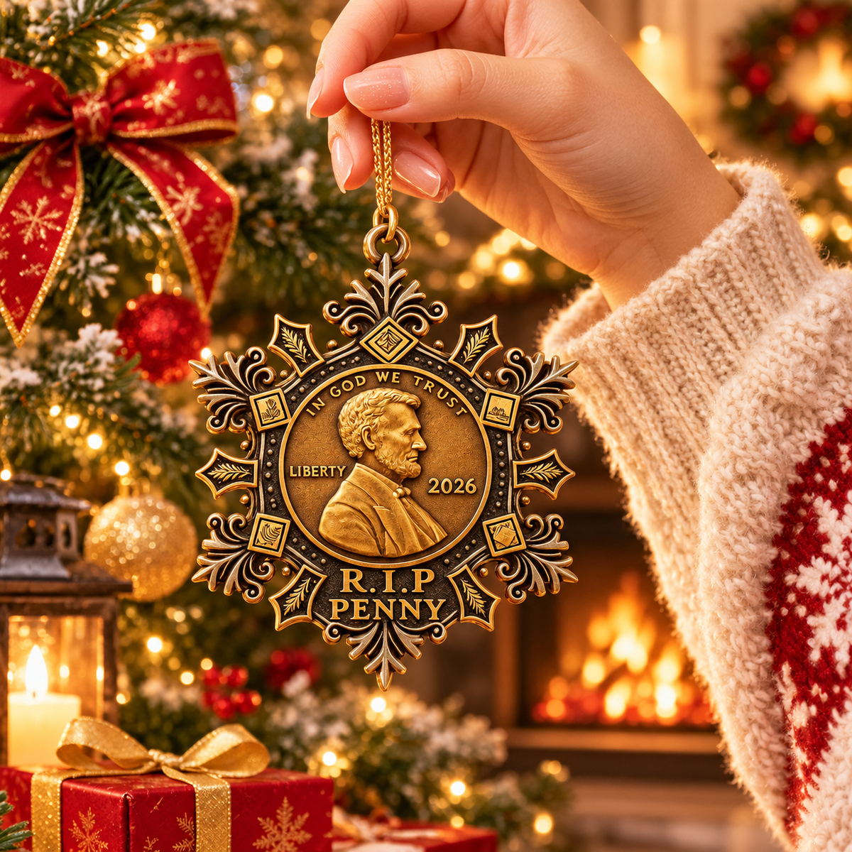✨ R.I.P. Penny 2026 Snowflake Ornament – A Tribute to the End of an American Era