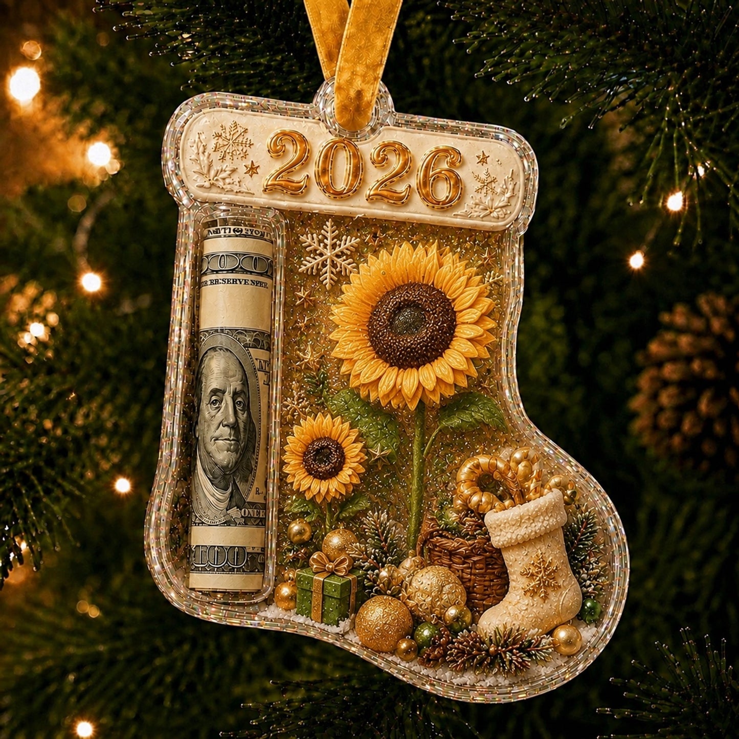 🎅 Cash Clip Christmas Tree Ornament – Novelty Holiday Money Gift Clip