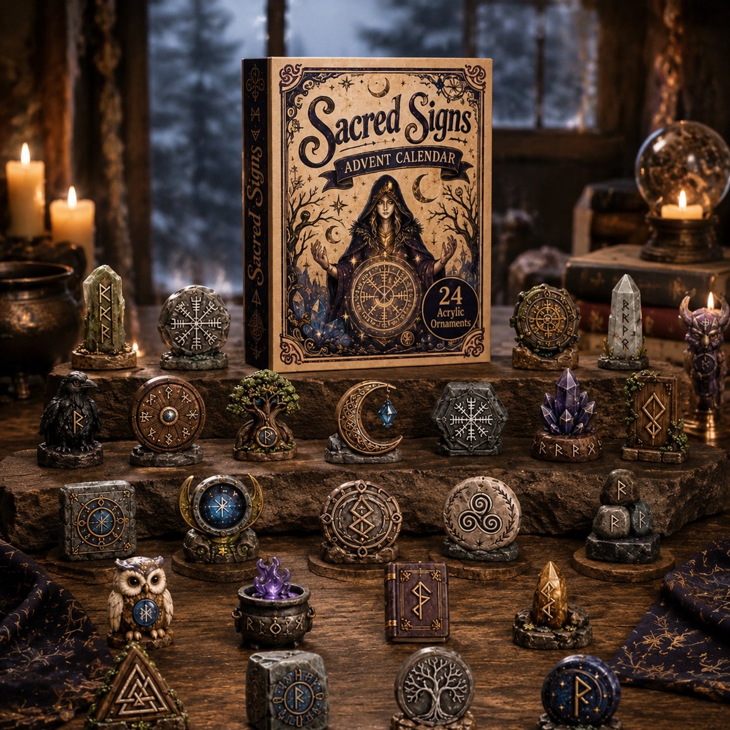 Wiccan Sacred Signs Advent Calendar 2026 - 24-Day Festive Countdown, Acrylic Charms Blind Box