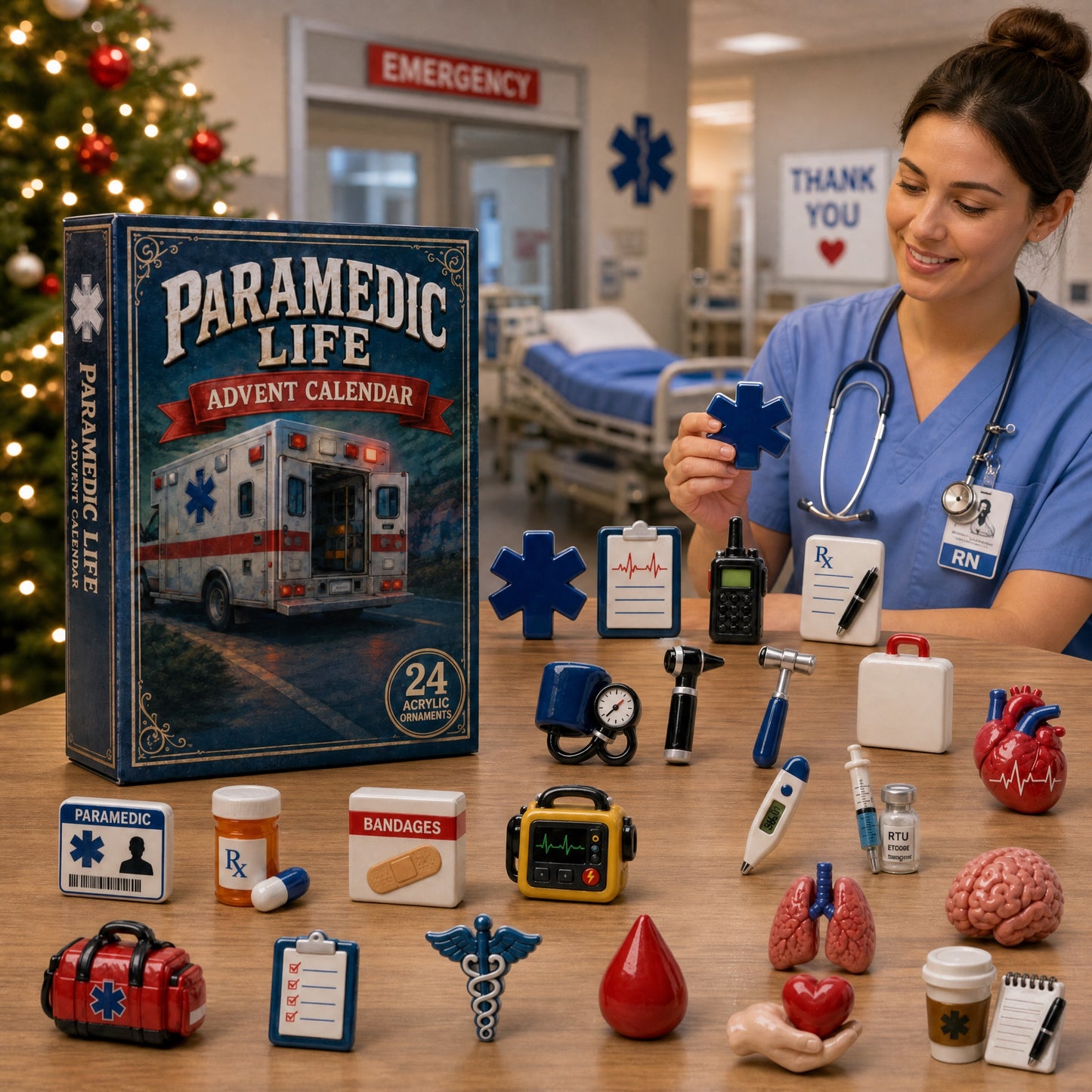 Paramedic Life Saver Advent Calendar 2026 - 24-Day Festive Countdown, Acrylic Charms Blind Box