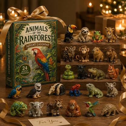 Rainforest Animals Life Advent Calendar 2026 - 24-Day Festive Countdown, Acrylic Charms Blind Box
