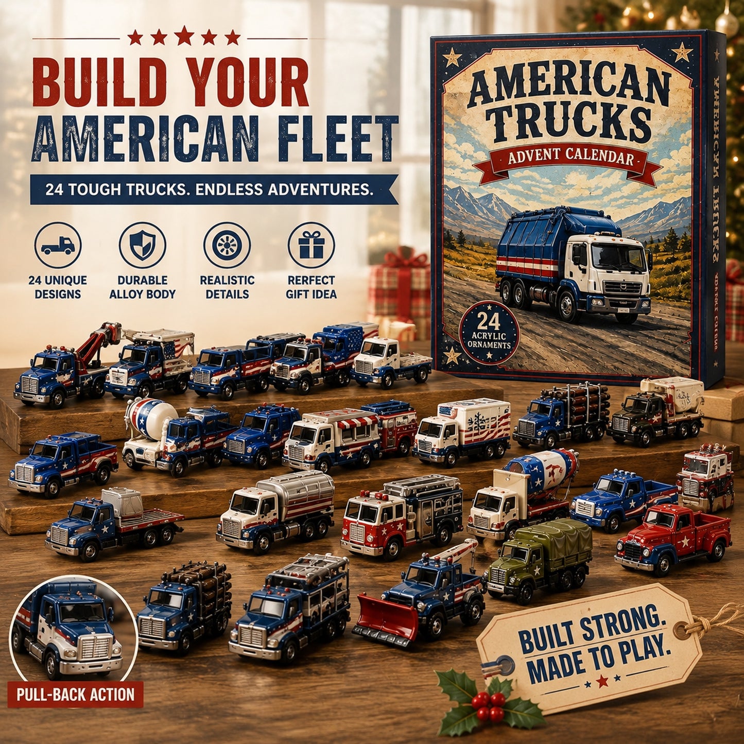 American Trucks Fleet Advent Calendar 2026 - 24-Day Festive Countdown, Acrylic Charms Blind Box