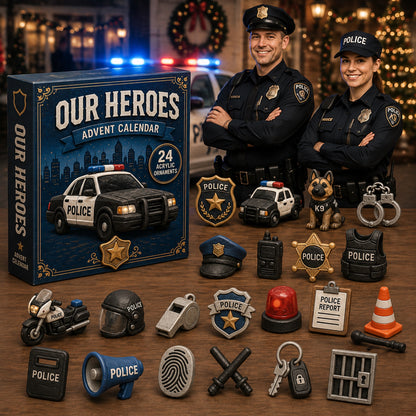 Our Heroes Police Advent Calendar 2026 - 24-Day Festive Countdown, Acrylic Charms Blind Box