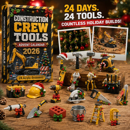 Construction Crew Tools Advent Calendar 2026 - 24-Day Festive Countdown, Acrylic Charms Blind Box - Gift For Construction Workers AC0HT477