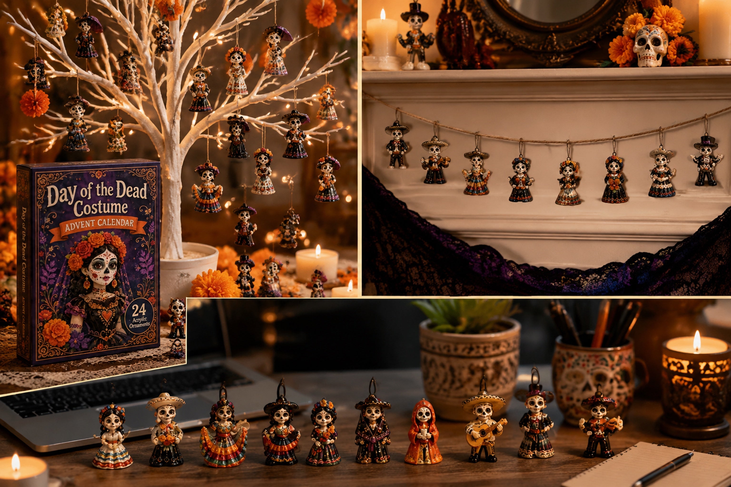 Day of the Dead advent calendar gift and charm display