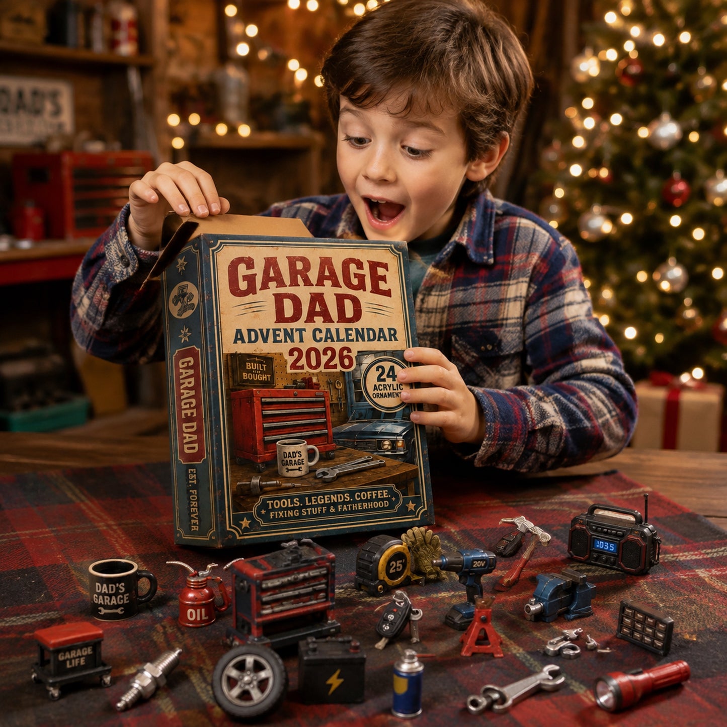 Garage Dad Advent Calendar 2026 - 24-Day Festive Countdown, Acrylic Charms Blind Box