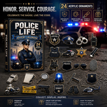 Police Life Hero Advent Calendar 2026 - 24-Day Festive Countdown, Acrylic Charms Blind Box