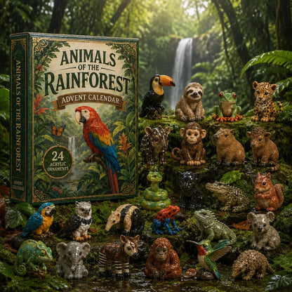 Rainforest Animals Life Advent Calendar 2026 - 24-Day Festive Countdown, Acrylic Charms Blind Box