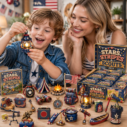 Stars Stripes Camping  Advent Calendar 2026 - 24-Day Festive Countdown, Acrylic Charms Blind Box
