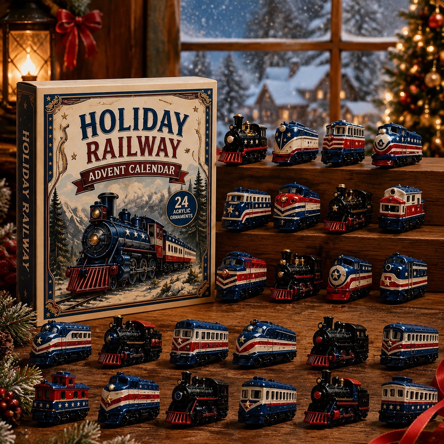 Holiday Railway Advent Calendar 2026 - 24-Day Festive Countdown, Acrylic Charms Blind Box