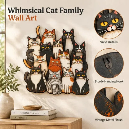 😻🐾Whimsical Cat Family Metal Wall Art