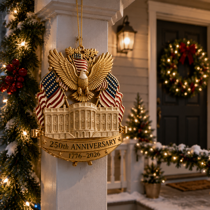 🔥250th Anniversary Gold Eagle White House Christmas Tree Ornament