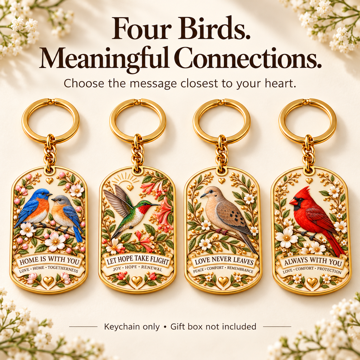 🕊️ "Feathered Messengers" Enamel Bird Keepsake Keychain | A Pocket-Sized Hug