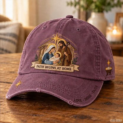 ✝️ ✝️Holy Family Faith Begins At Home Baseball Cap