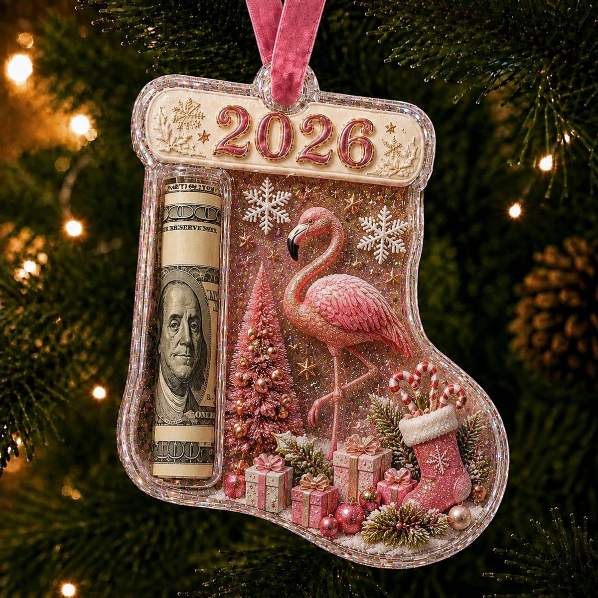 🎅 Cash Clip Christmas Tree Ornament – Novelty Holiday Money Gift Clip