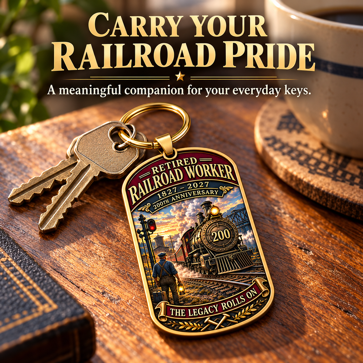 🚂1827–2027 Retired Railroad Worker 200th Anniversary Commemorative Keychain – The Legacy Lives On