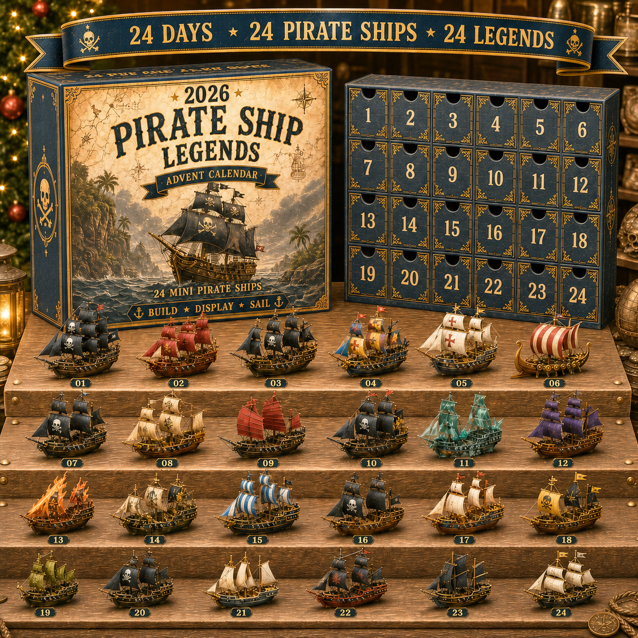 ⏳ Last Day 49% OFF – 🏴‍☠️⛵ Pirate Ship Legends Advent Calendar 2026 | 24 Days of High-Seas Adventure with 24 Unique Mini Pirate Ships 🎄🎁