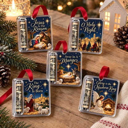 Religious Christmas Money Holder Ornament with Nativity Scenes
