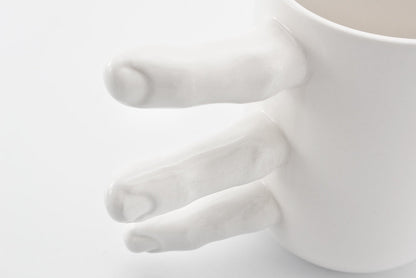 🤣Funny Finger Mug, Large Handmade Coffee Mug with Fingers