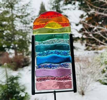 💥Last Day Promotion-49% Off - 🌈Rainbow Fused Glass Garden Stake