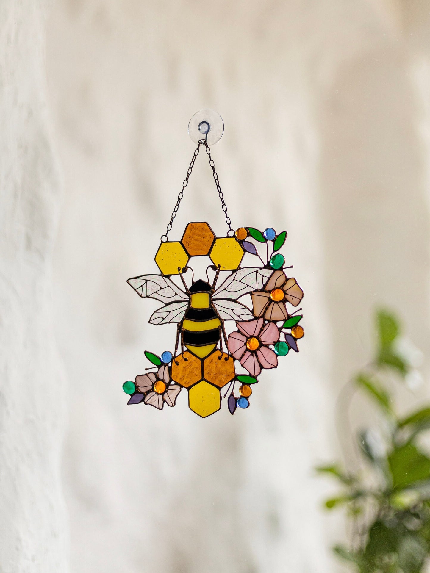 🔥🔥Last Day 49% Off -Yellow Honeycomb Suncatcher Decor🐝