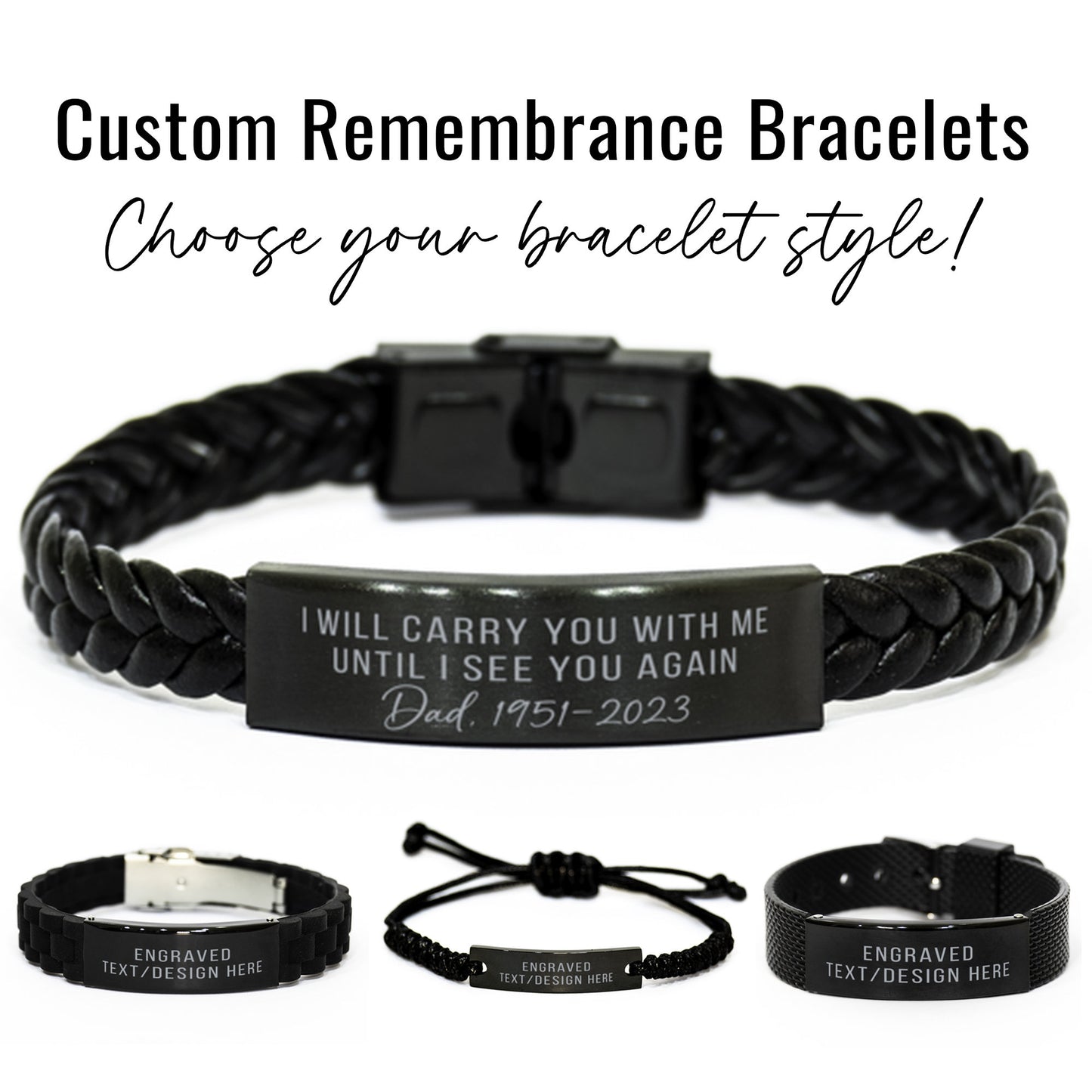 ❤"I Will Carry You With Me"- Personalized Engraved Memorial Bracelet