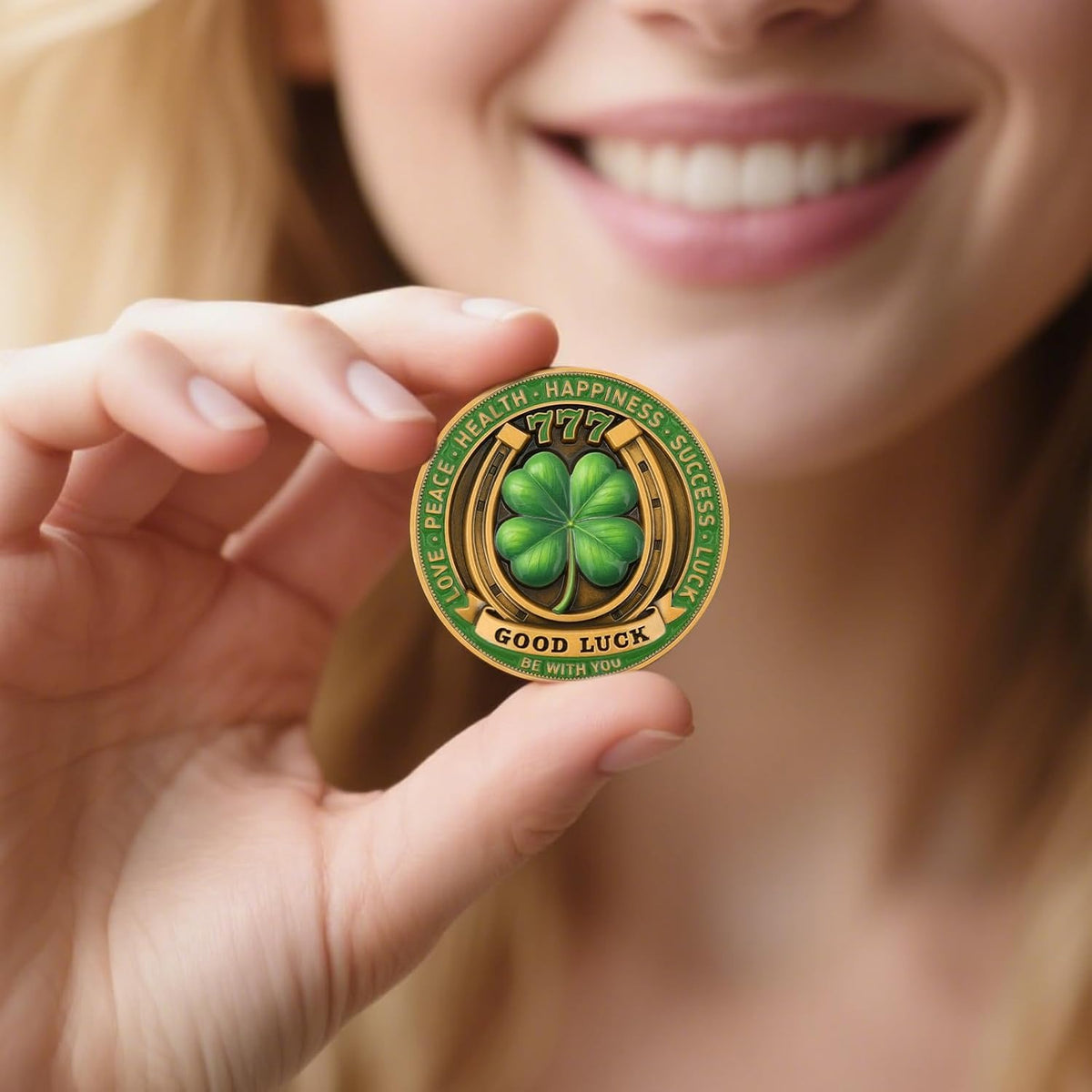 Lucky Elephant Coin with 4-Leaf Clover
