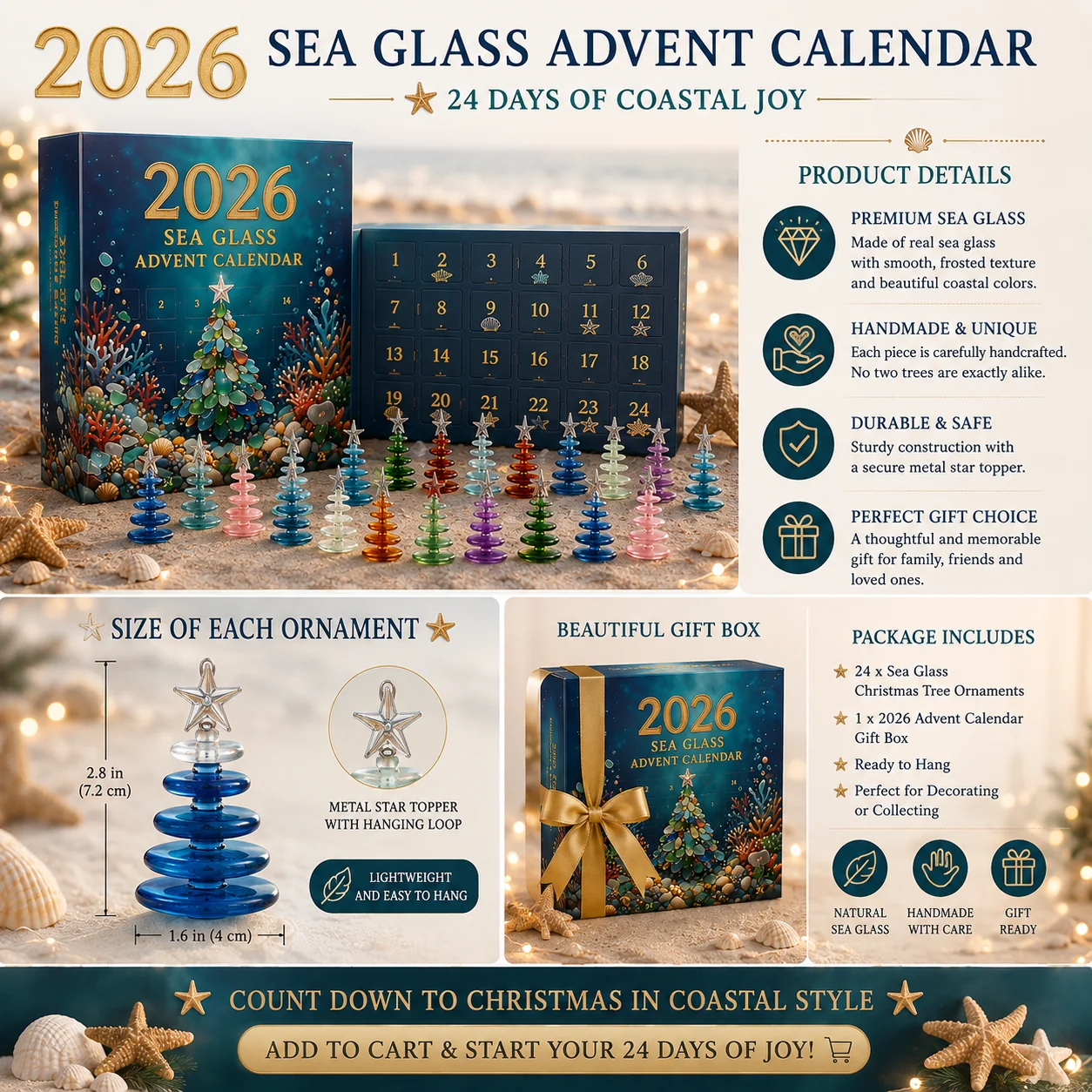 2026 Sea Glass Christmas Tree Advent Calendar