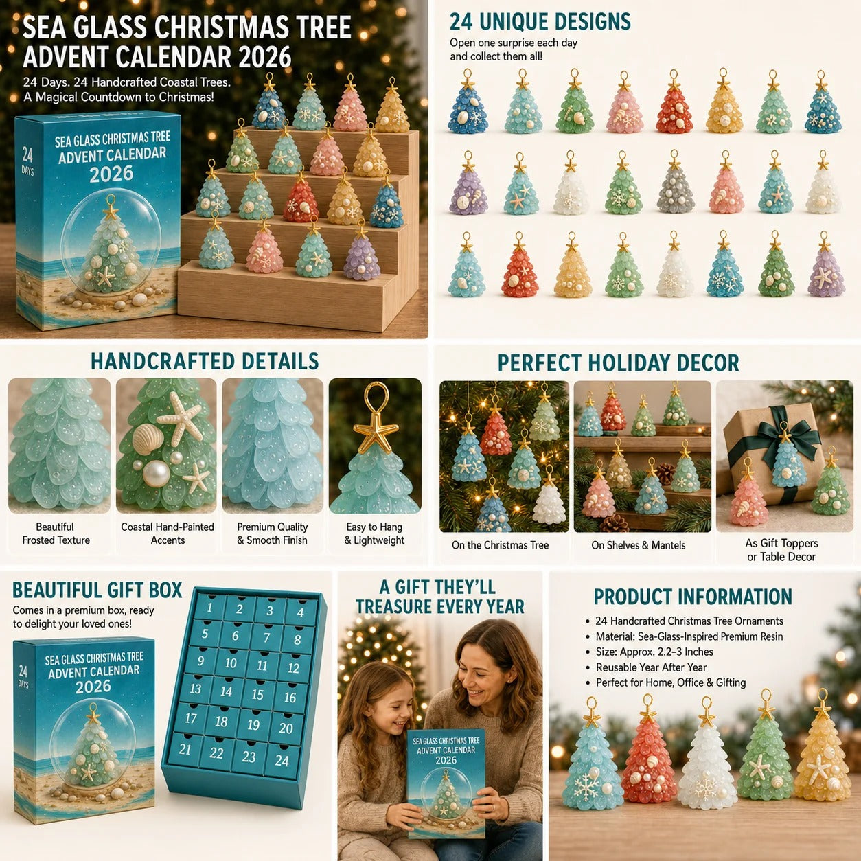Sea Glass Christmas Tree Ornament Advent Calendar