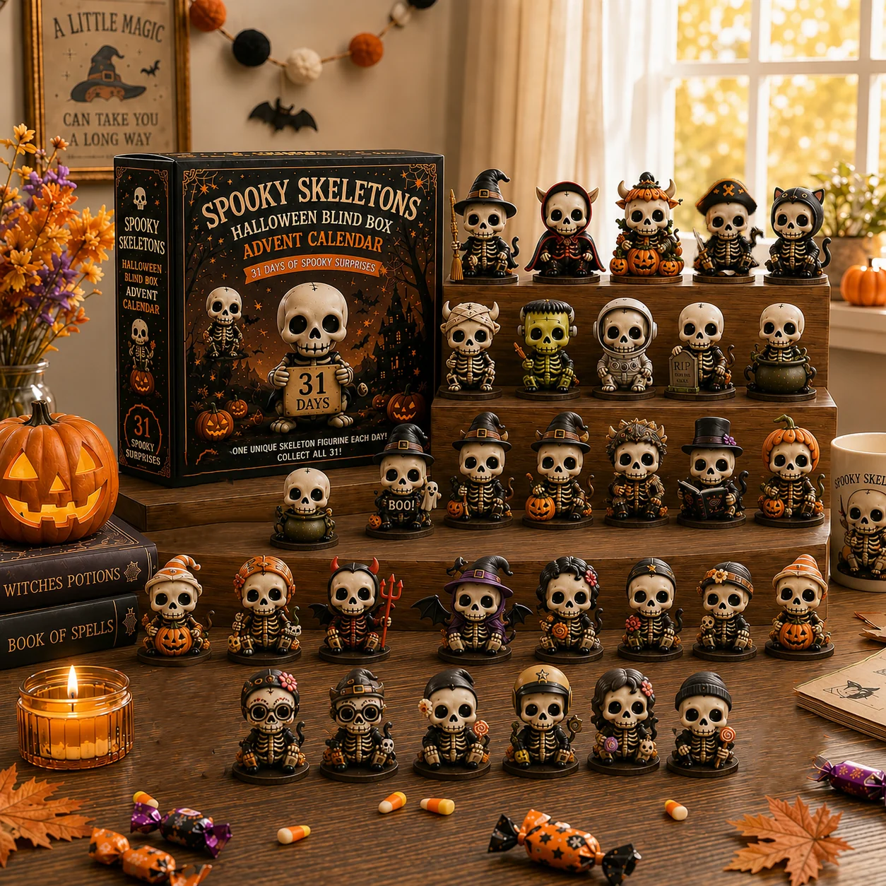 💀 2026 Halloween Cute Skeletons Halloween Advent Calendar