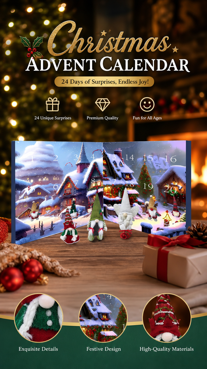 Christmas Gnome Advent Calendar with 24 surprises