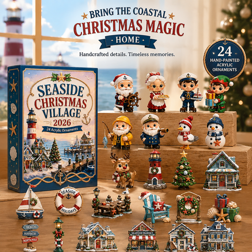 CHRISTMAS KICKOFF 50% OFF - Seaside Christmas Village Advent Calendar 2026 - 24-Day Festive Countdown, Acrylic Charms Blind Box