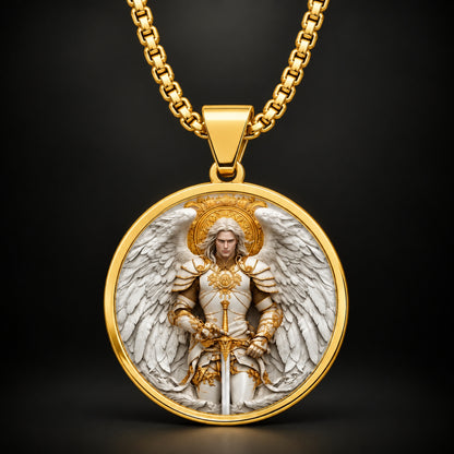 Angel Warrior Pendant Necklace for Men — Faith, Strength & Protection