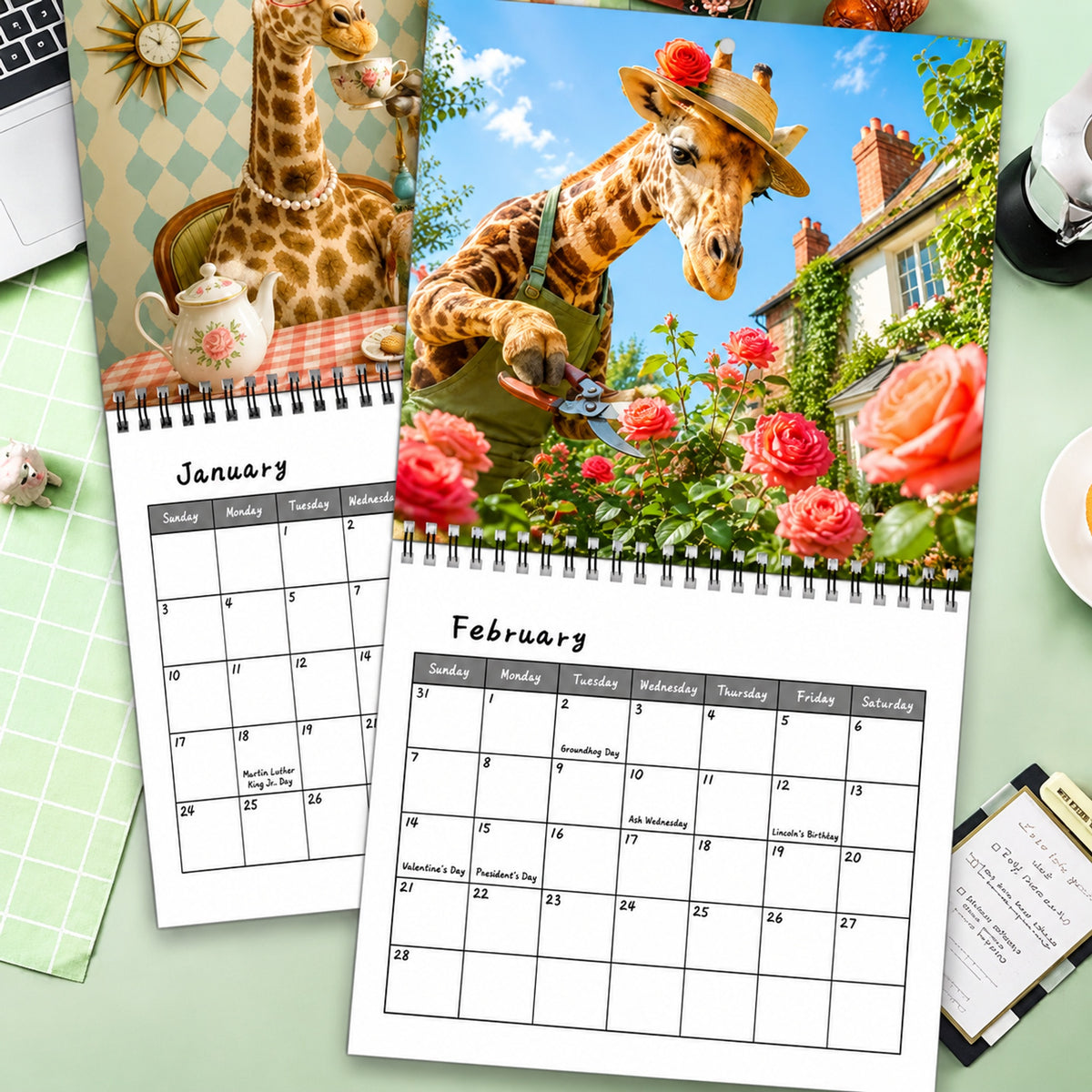 🦒 Funny Giraffe 2027 Wall Calendar – Music, Sass & Long-Necked Charm