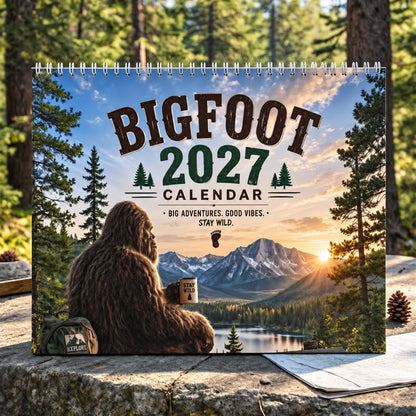 Bigfoot 2027 Calendar Funny Sasquatch Wall Calendar