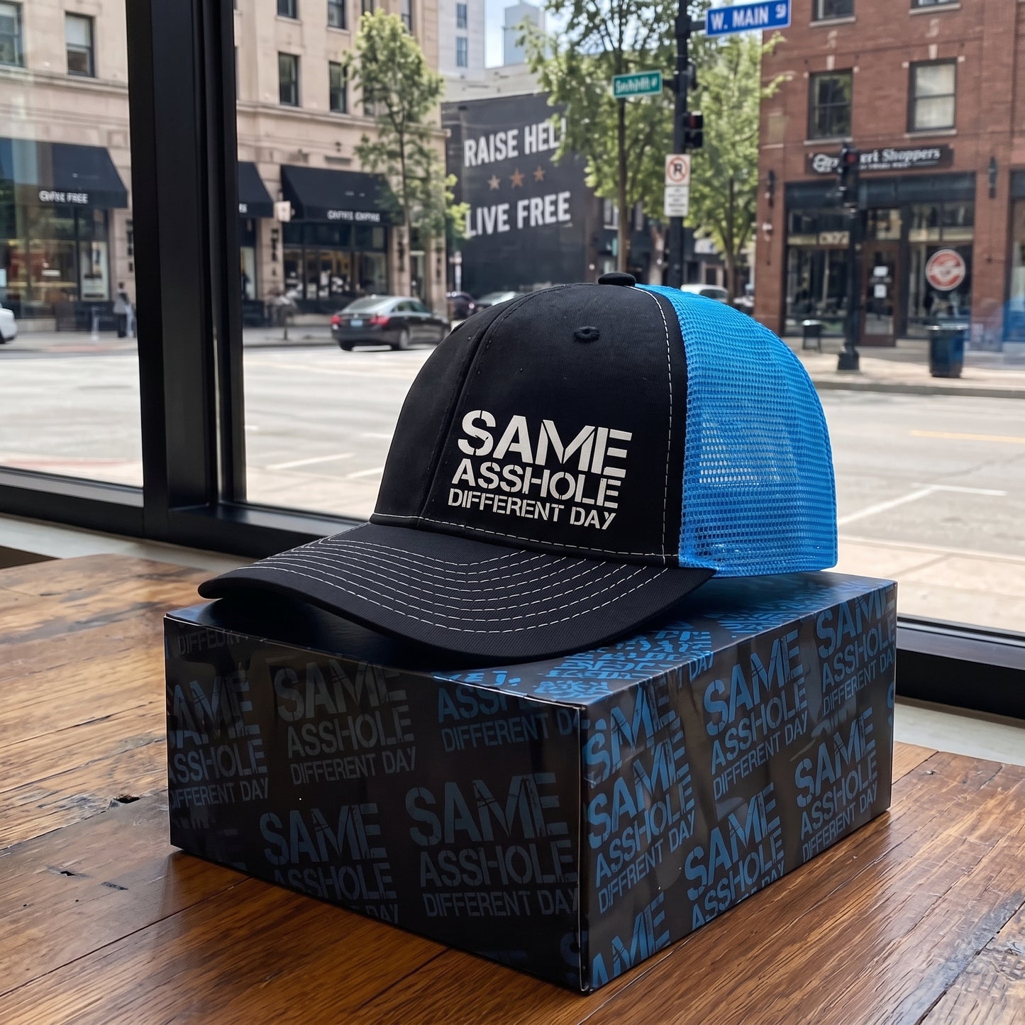 Funny Same Asshole Different Day Embroidered Trucker Hat