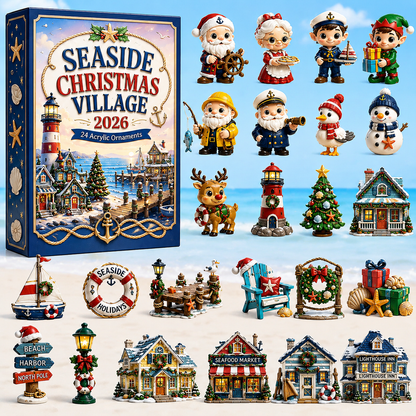 CHRISTMAS KICKOFF 50% OFF - Seaside Christmas Village Advent Calendar 2026 - 24-Day Festive Countdown, Acrylic Charms Blind Box