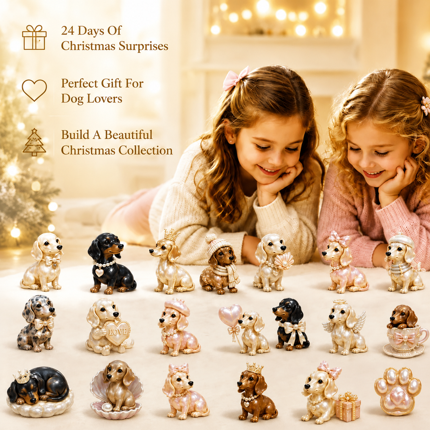 2026 Pearl Dachshund Christmas Advent Calendar | 24-Day Dog-Themed Collectible Decor Gift Box