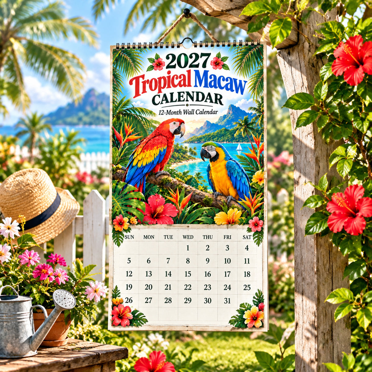 2027 Tropical Macaw Calendar – Colorful 12-Month Wall Calendar