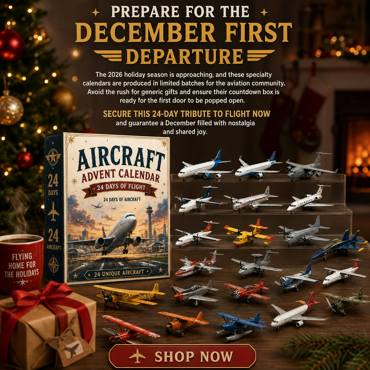 ⏳ Last Day 50% OFF – ✈️ Aircraft Advent Calendar 2026 | 24 Days of Flight with 24 Unique Miniature Airplanes, Jets & Aviation Collectibles 🎄🎁