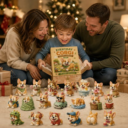 Everyday Corgi Advent Calendar 2026 - 24-Day Festive Countdown, Acrylic Charms Blind Box - Gift For Corgi Lovers