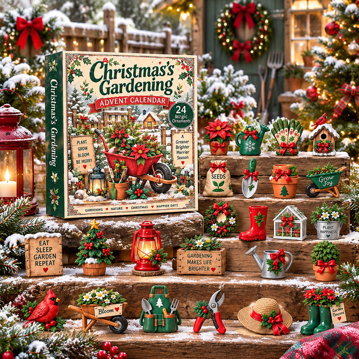 Christmas Gardening Advent Calendar 2026 - 24-Day Festive Countdown, Acrylic Charms Blind Box