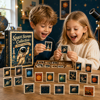 Space Stamps Collection Advent Calendar 2026 - 24-Day Festive Countdown, Acrylic Charms Blind Box